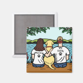 Gele Labrador en Mam en Pa Long Magneet (Voorkant / Achterkant)