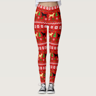 Gele labrador en zwarte kerstmis leggings