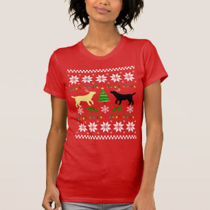 Gele labrador en zwarte labrador Ugly Kerstmis T-shirt
