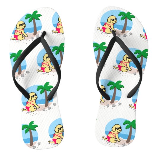 Gele Labrador Girl Summer Vacation Teenslippers (Voetbed)