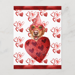 Gele labrador Hearts Hondenliefhebber Valentijn Gi Feestdagenkaart