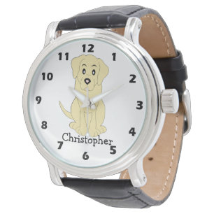 Gele Labrador hondenontwerp gepersonaliseerd Horloge
