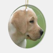 Gele labrador-kapper keramisch ornament (Links)