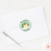 Gele labrador KerstEvergreen Snowflakes Ronde Sticker (Envelop)