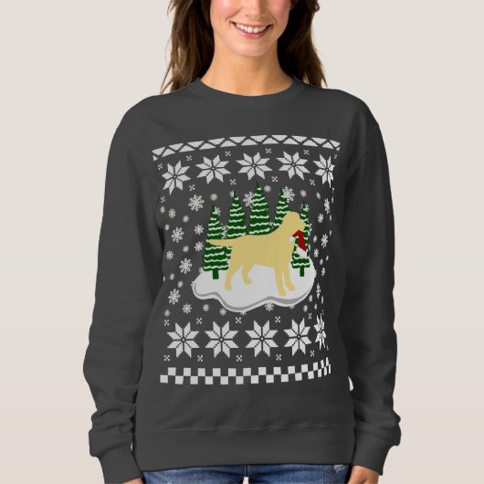 Gele labrador KerstEvergreen Snowflakes Trui (Voorkant)