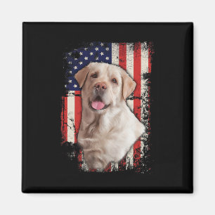 Gele Labrador Labs Patriotic American Flag Dog 4 Magneet