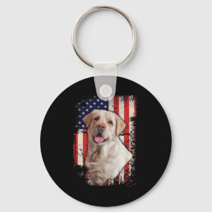 Gele Labrador Labs Patriotic American Flag Dog 4 Sleutelhanger
