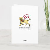 Gele labrador met harten Valentijn Feestdagen Kaart (Achterkant)