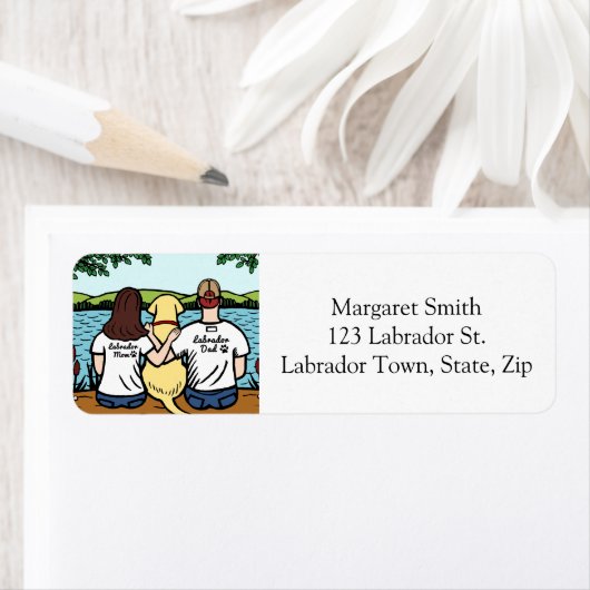 Gele Labrador Moeder Pa Lang retour adres Etiket (Insitu)