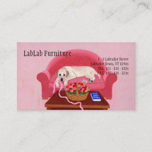 Gele labrador op de roze bank visitekaartje