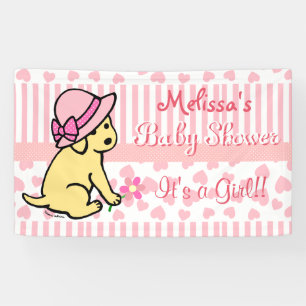 Gele labrador Pink Girl Baby shower Banner