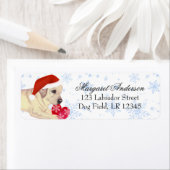 Gele labrador Puppy Kerstblauw Snowflake Etiket (Insitu)