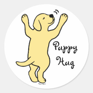 Gele Labrador Puppy Knuffel Cartoon Ronde Sticker