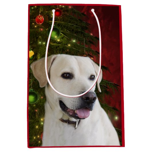 Gele labrador rekruter Kerstmis Medium Cadeauzakje (Voorkant)