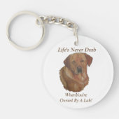 gele labrador retreiver dog portretteren leuke slo sleutelhanger (Voorkant)