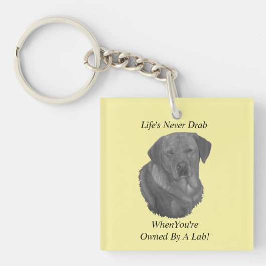 gele labrador retreiver dog portretteren leuke slo sleutelhanger (voorkant)