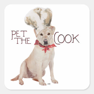 Gele Labrador Retriever Chef Vierkante Sticker