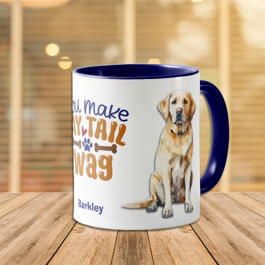 Gele Labrador Retriever Dog Je Maak Mijn Staart Wa Mok