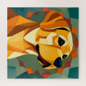 Gele Labrador Retriever Hond Geometrische Kunst Legpuzzel (Horizontaal)