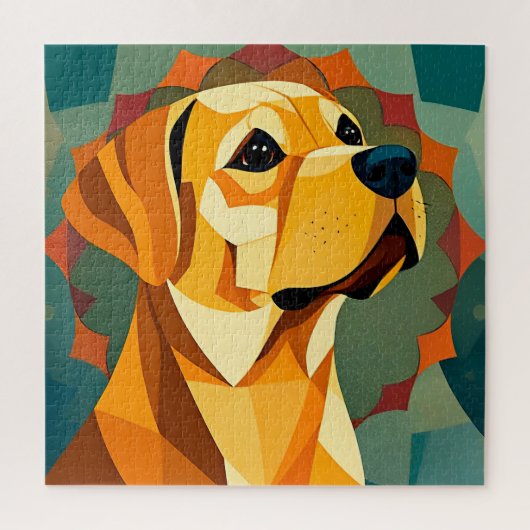 Gele Labrador Retriever Hond Geometrische Kunst Legpuzzel (Verticaal)
