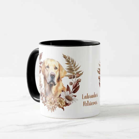 Gele Labrador Retriever Hond Herfst krans Mok (Voorkant links)