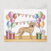 Gele Labrador Retriever Hond Kleurrijke Verjaardag Briefkaart (Voorkant)
