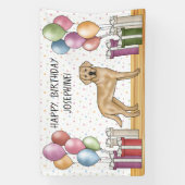 Gele Labrador Retriever Hond Kleurrijke Verjaardag Spandoek (Verticaal)