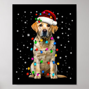 Gele Labrador Retriever Kerstboom Licht Pyjama Poster