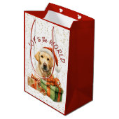 Gele Labrador Retriever Kerstman Medium Cadeauzakje (Achterkant Gekanteld)