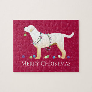 Gele labrador Retriever Merry-kerstdesign Legpuzzel