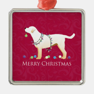 Gele labrador Retriever Merry-kerstdesign Metalen Ornament