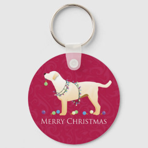 Gele labrador Retriever Merry-kerstdesign Sleutelhanger