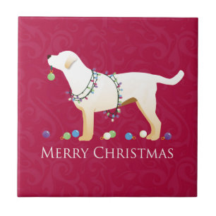Gele labrador Retriever Merry-kerstdesign Tegeltje