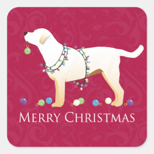 Gele labrador Retriever Merry-kerstdesign Vierkante Sticker