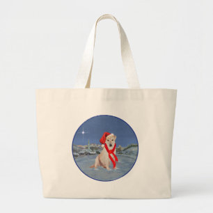 Gele Labrador Retriever op een winteravond Grote Tote Bag