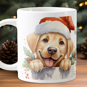 Gele Labrador Retriever Puppy Hond Kerstmis Extra Grote Beker