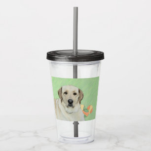 Gele labrador Retriever & Tennis Balls Painting Acryl Drinkbeker