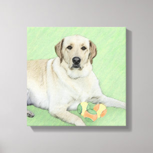 Gele labrador Retriever & Tennis Balls Painting Canvas Afdruk