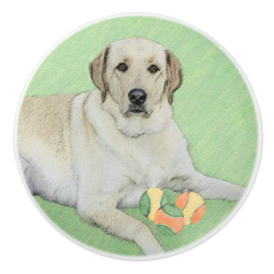 Gele labrador Retriever & Tennis Balls Painting Keramische Knop