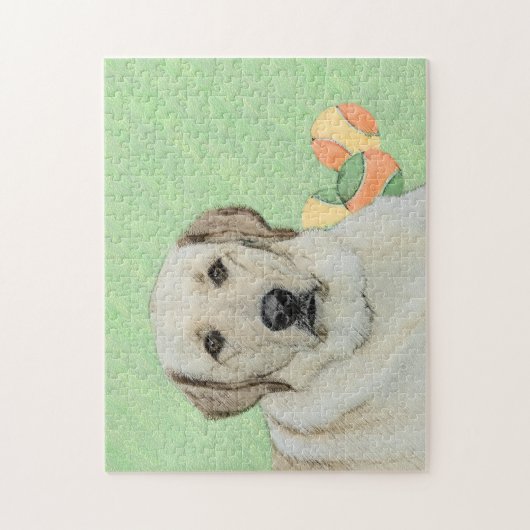 Gele labrador Retriever & Tennis Balls Painting Legpuzzel (Verticaal)