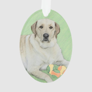 Gele labrador Retriever & Tennis Balls Painting Ornament