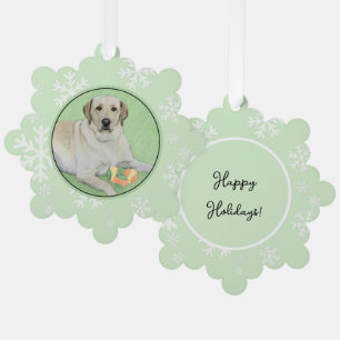 Gele labrador Retriever & Tennis Balls Painting Ornament Kaart