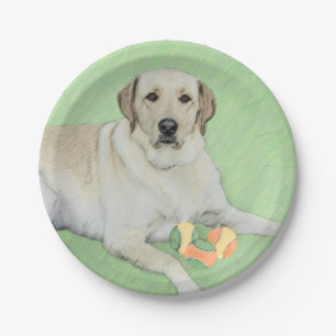 Gele labrador Retriever & Tennis Balls Painting Papieren Bordje