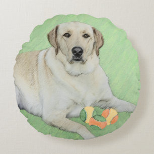 Gele labrador Retriever & Tennis Balls Painting Rond Kussen
