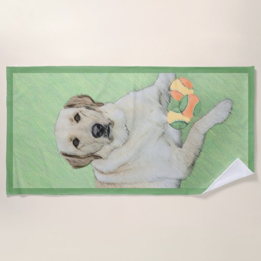 Gele labrador Retriever & Tennis Balls Painting Strandlaken (Voorkant)