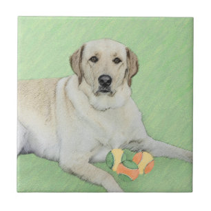 Gele labrador Retriever & Tennis Balls Painting Tegeltje