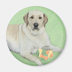 Gele labrador Retriever & Tennis Balls schilderen Magneet