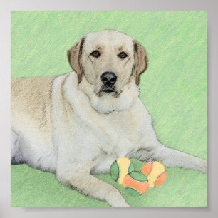 Gele labrador Retriever & Tennis Balls schilderen Poster