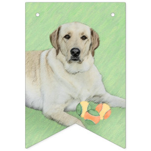 Gele labrador Retriever & Tennis Balls schilderen Vlaggetjes