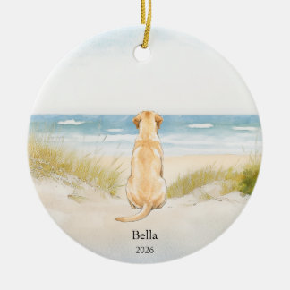 Gele Labrador Retriever-versiering, strandmonument Keramisch Ornament